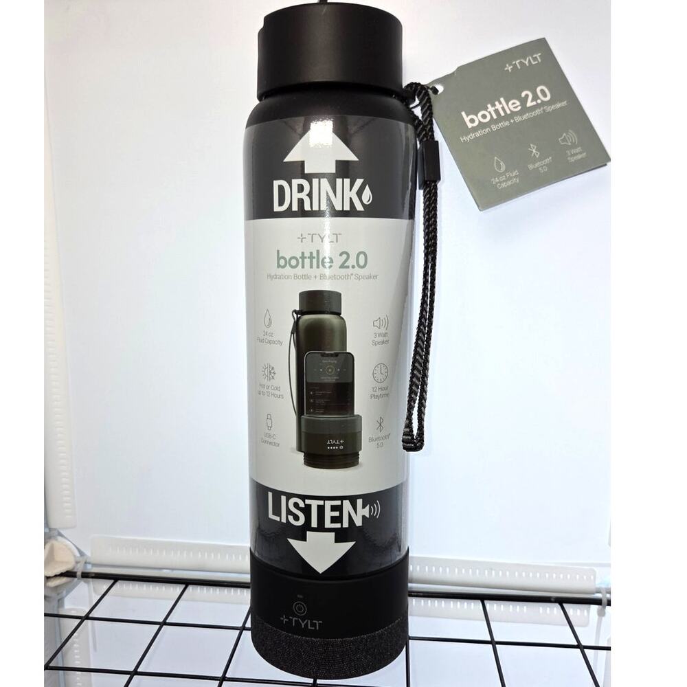 TYLT Hot Cold 24 oz Thermos w Integrated 12 Hour Bluetooth Speaker Washable NWT